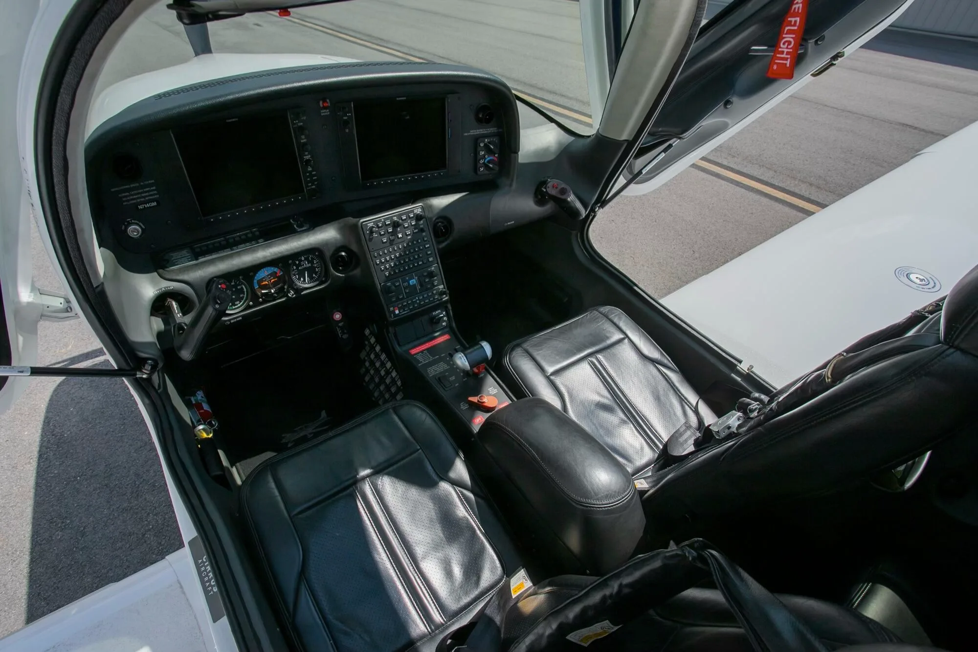 Exterior view of a 2019 Cirrus SR20 G6, N714GM.
