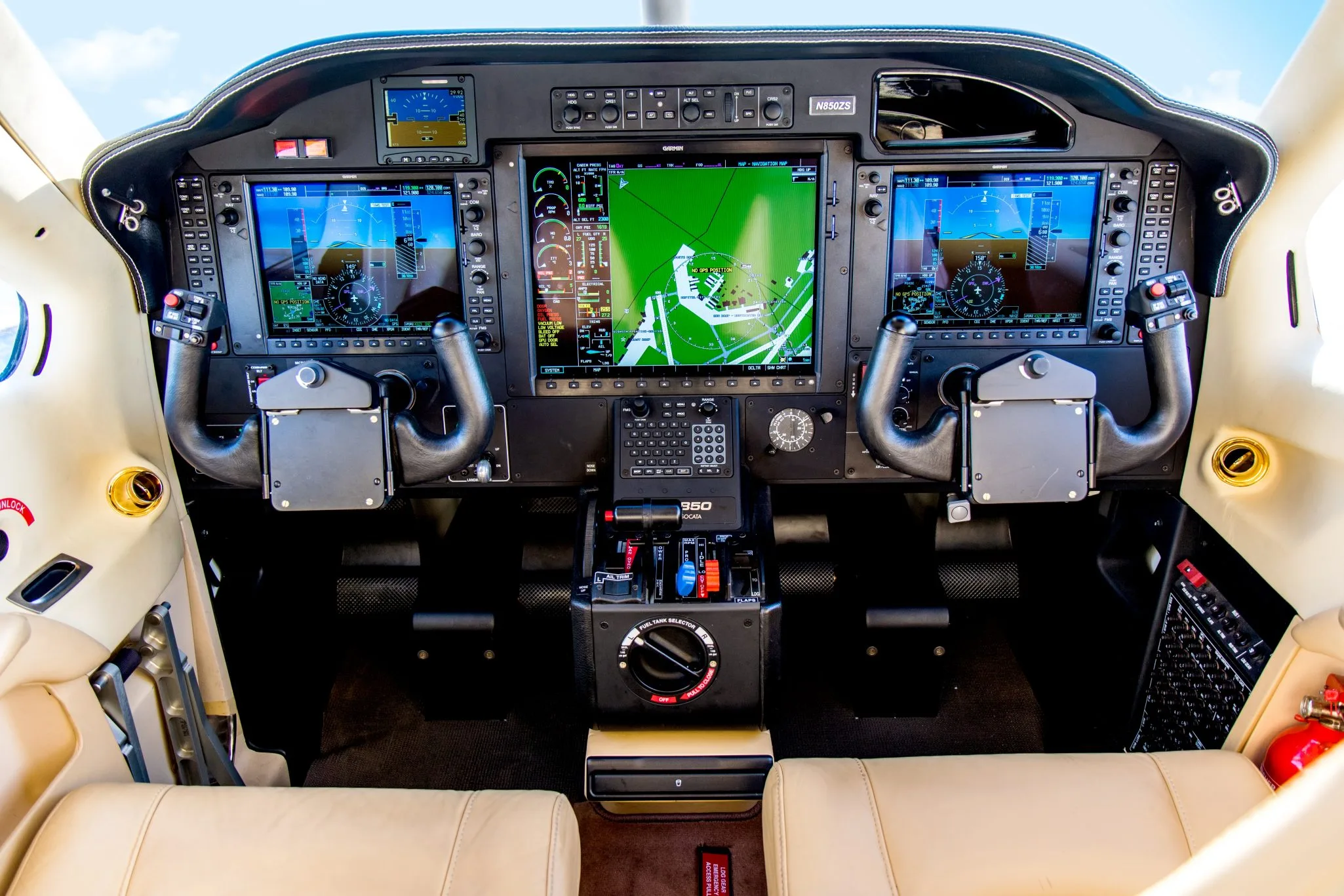 Avionics suite of a 2013 Daher TBM 850.