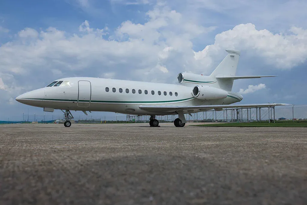 Cabin interior of a 2002 Dassault Falcon 900EX.
