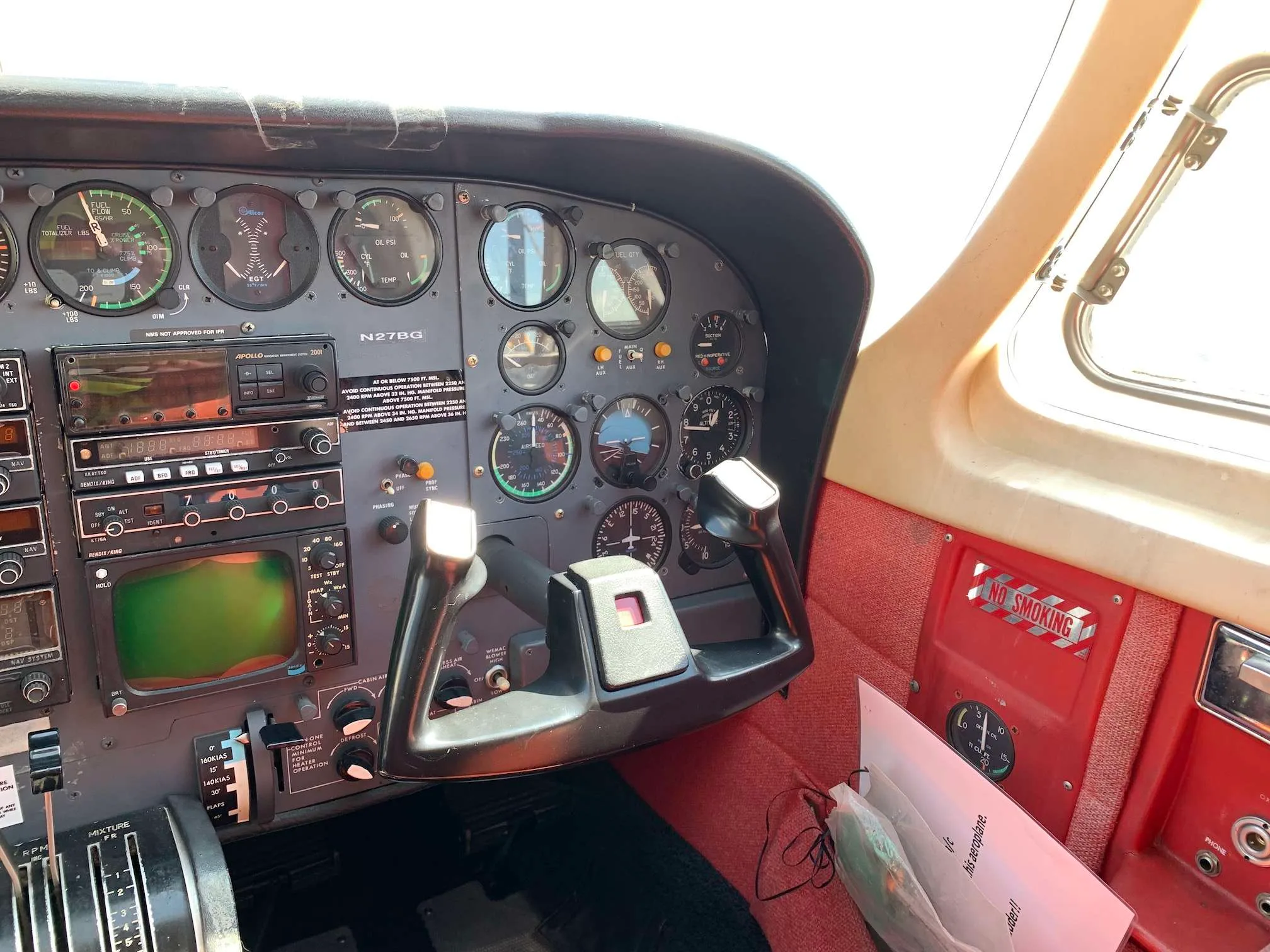 Cockpit and instrument panel of a 1979 Cessna 340A.