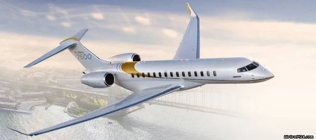 Marketing image of a 2023 Bombardier Global 7500.