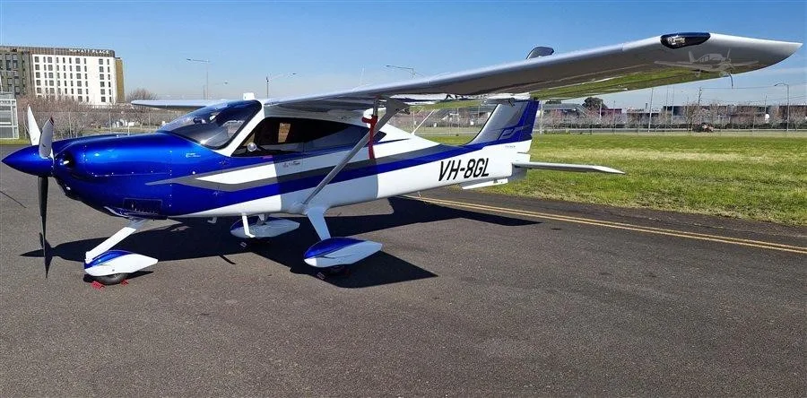 Exterior view of a 2024 TECNAM P2010 GRAN LUSSO, VH-8GL.