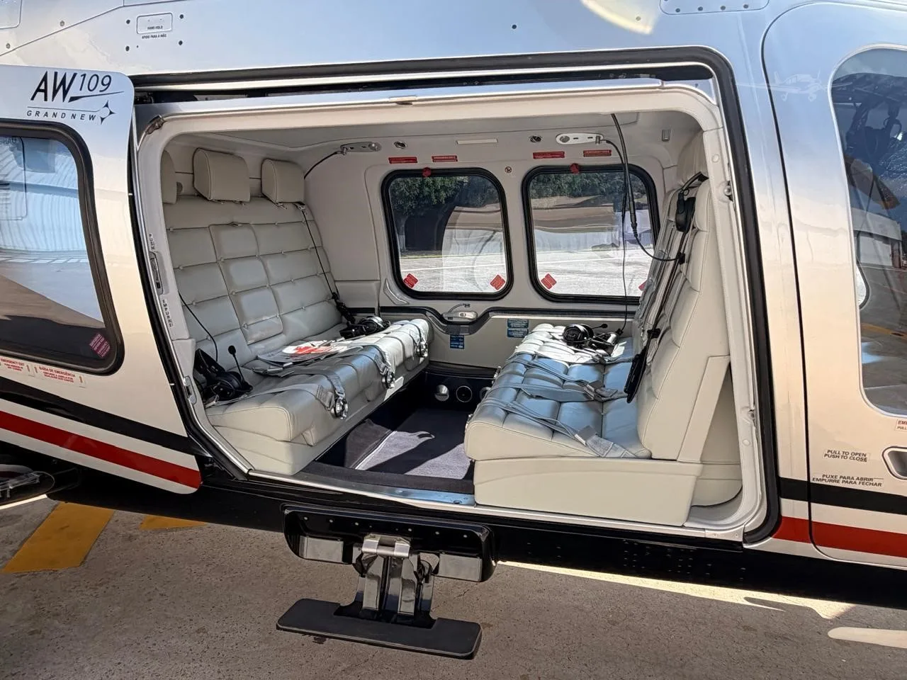 Cabin interior of a 2021 LEONARDO AW109SP GRANDNEW.