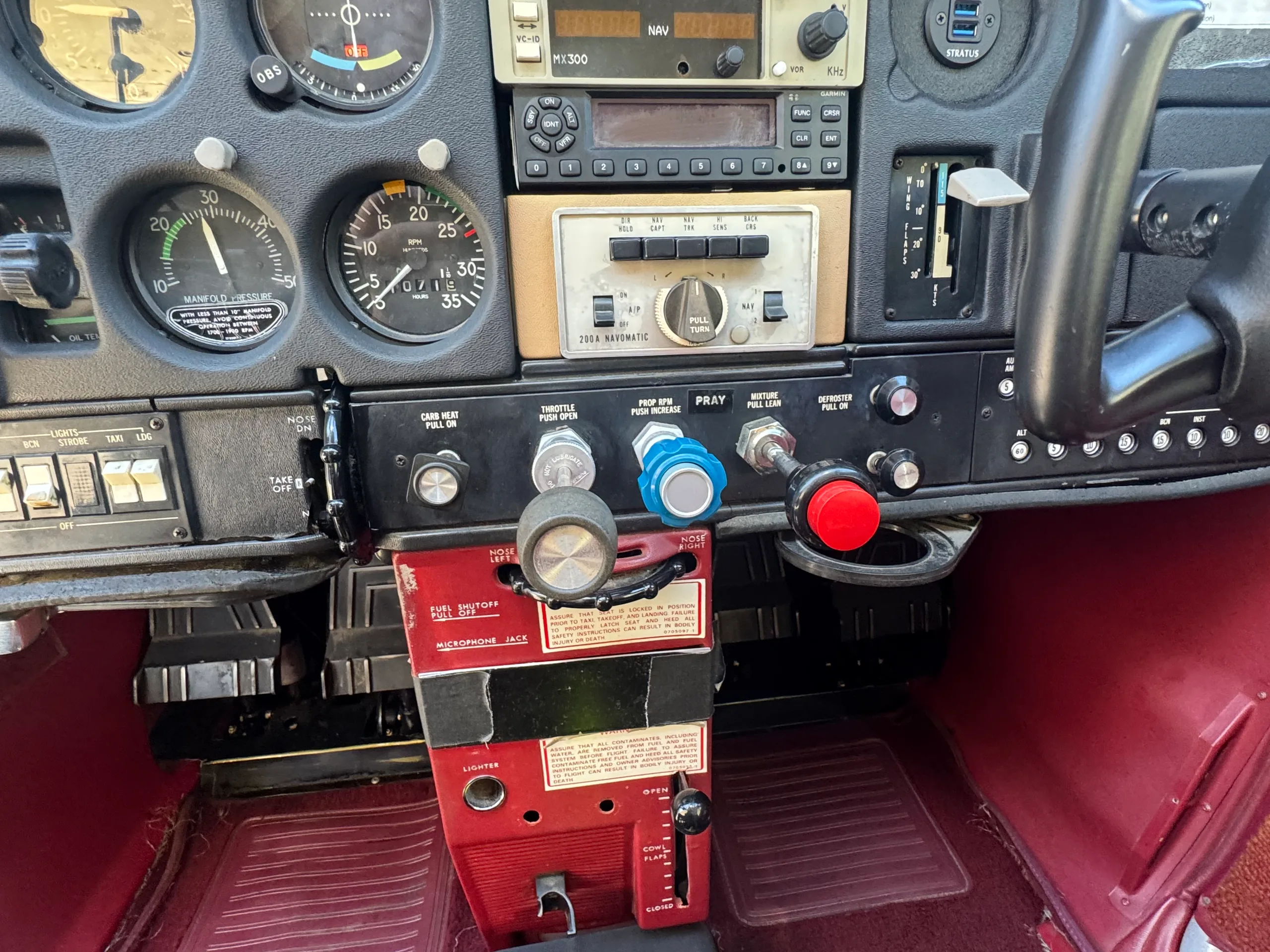 Cockpit and instrument panel of a 1976 Cessna 177B Cardinal, $105,000. - (Here at Placerville).