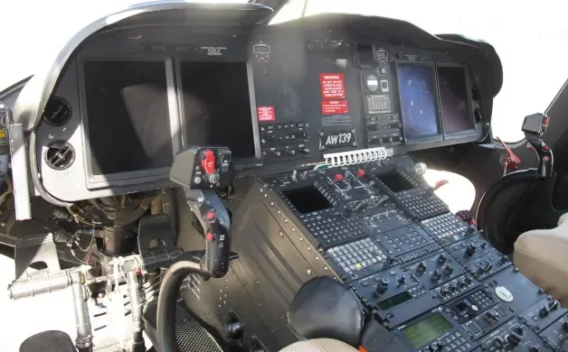 Cockpit and instrument panel of a 2010 Agusta AW139.