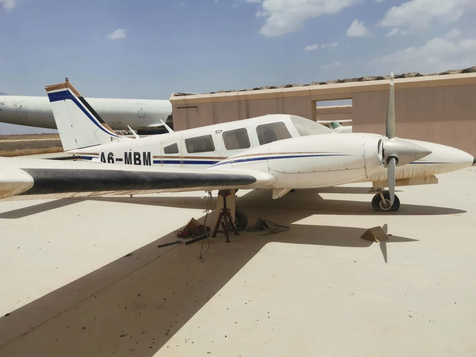 Exterior view of a 1977 Piper PA-34-200T Seneca II.