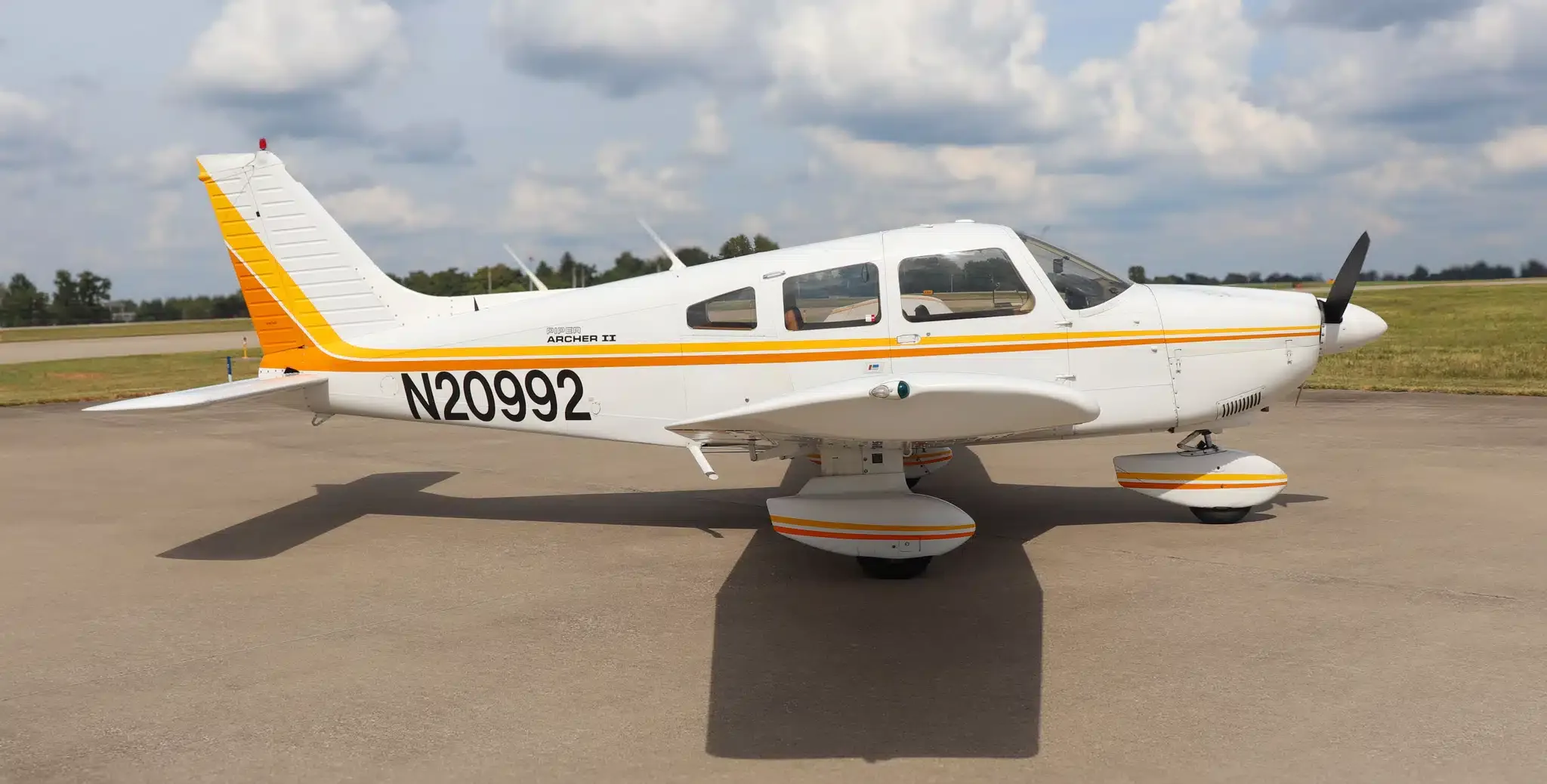 Exterior view of a 2014 Piper Malibu Mirage, N920DB.