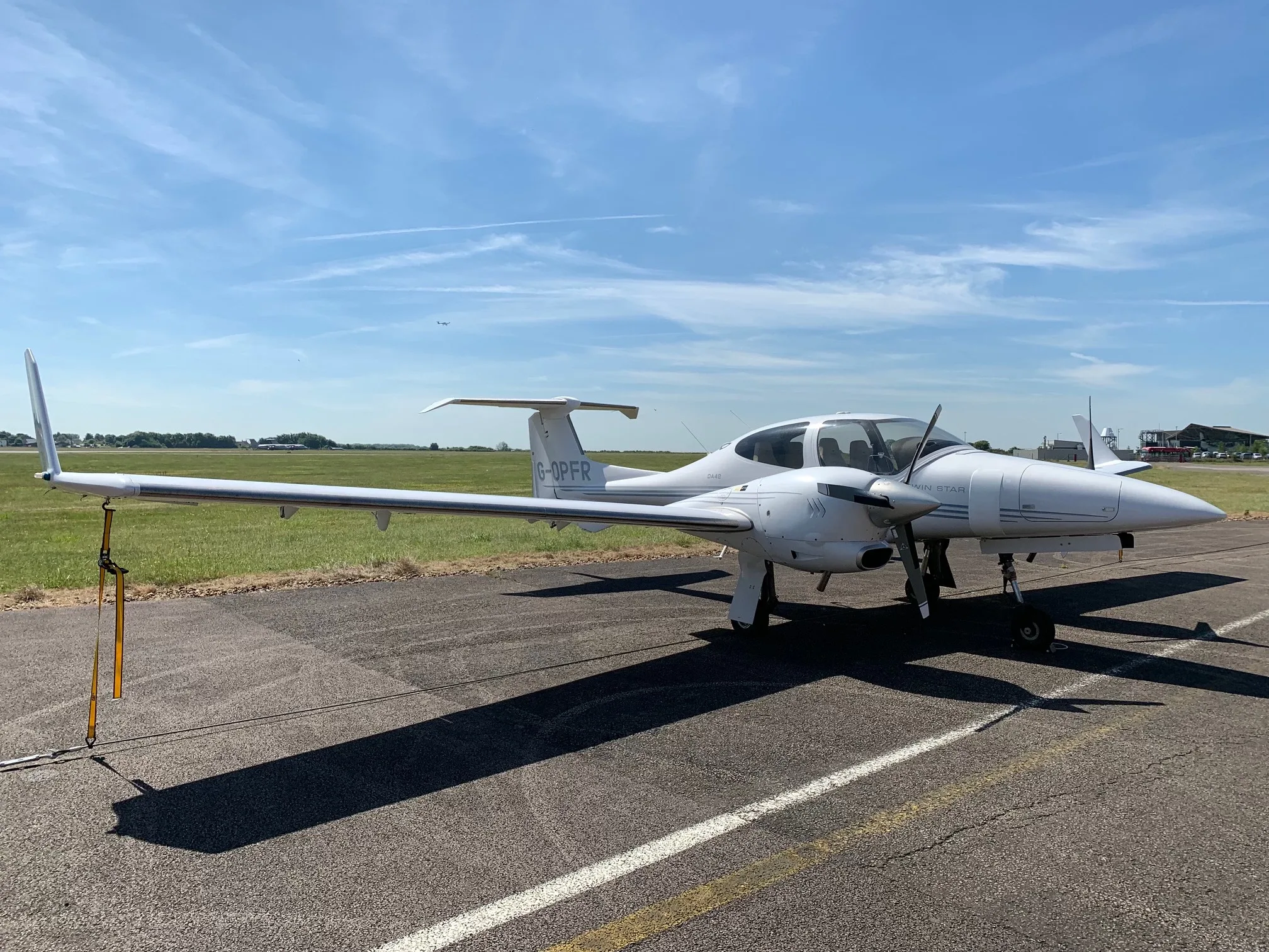 Exterior view of a 1973 Beechcraft Baron 55, N55BN.