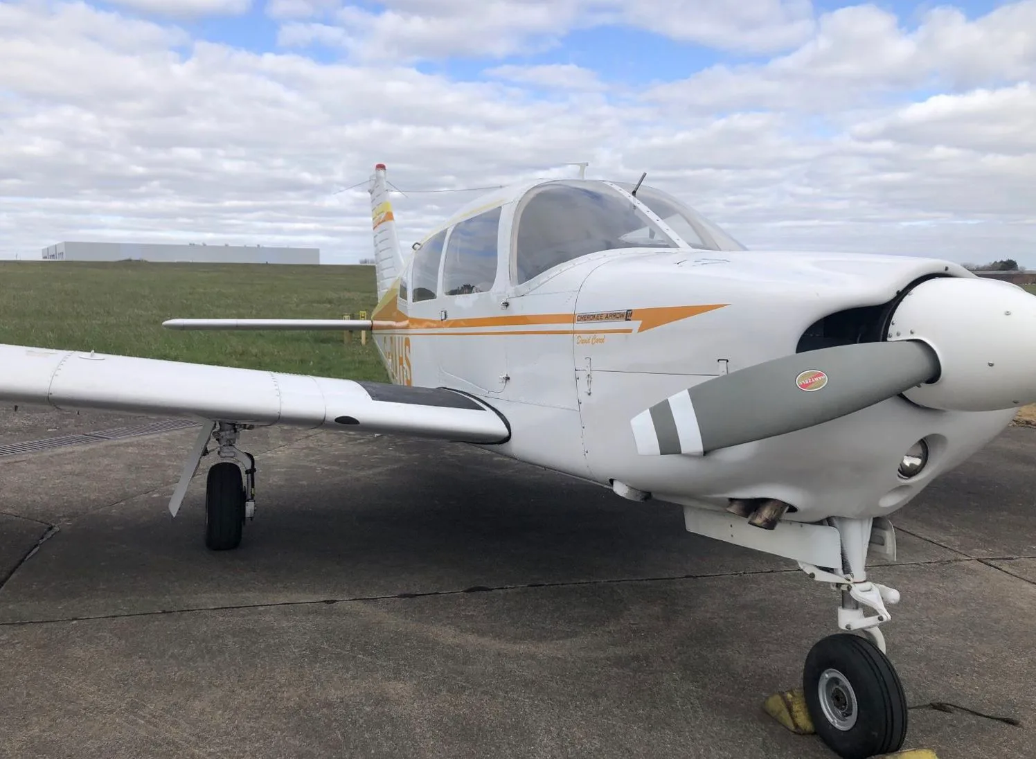 Exterior view of a 1972 Piper PA-28R-200 Arrow II.