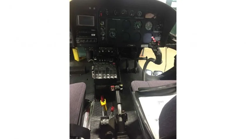 Cockpit and instrument panel of a 2000 Eurocopter AS350B2 9030.