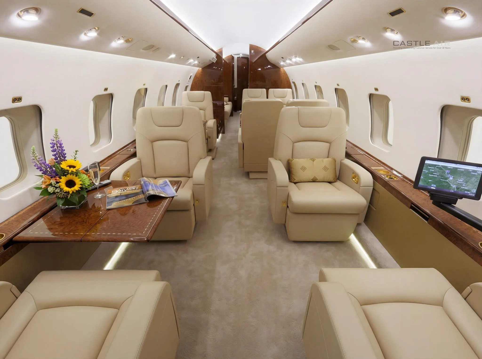 Cabin interior of a 2013 BOMBARDIER GLOBAL 6000.