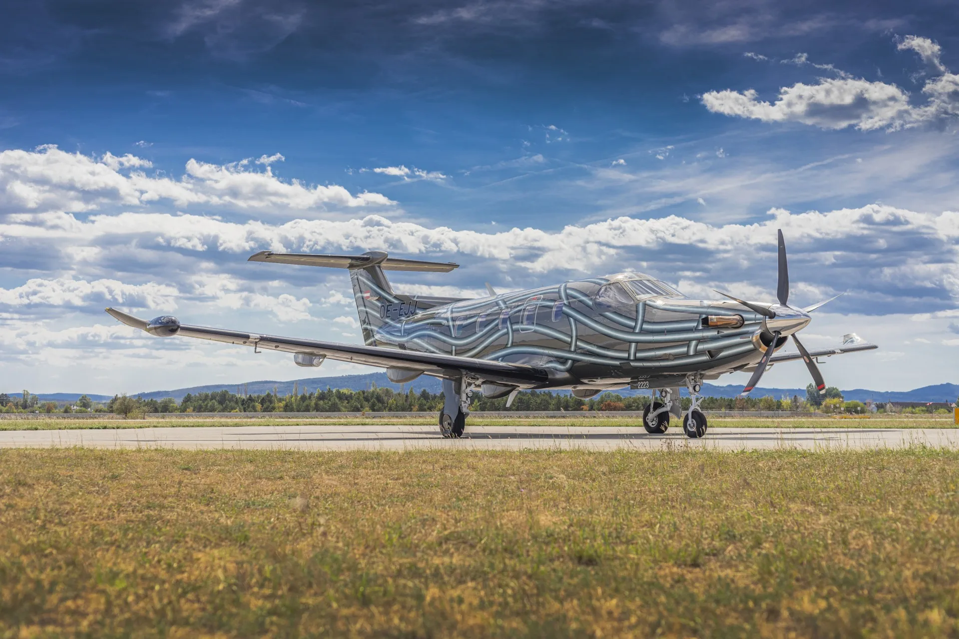 Exterior view of a 2022 Pilatus PC-12 NGX, OE-EJJ.