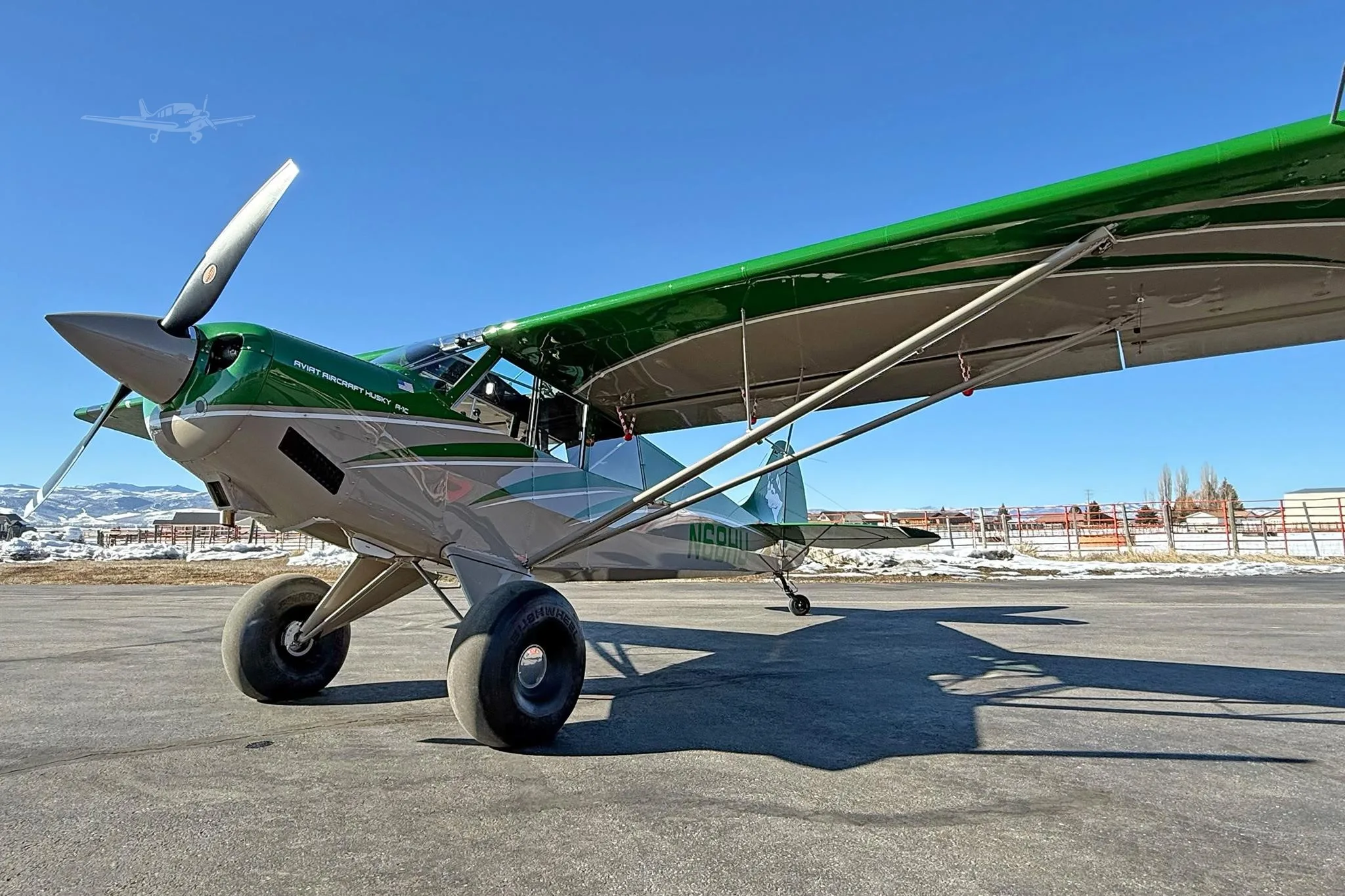 Exterior view of a 2026 AVIAT HUSKY A-1C-180, N68HU.
