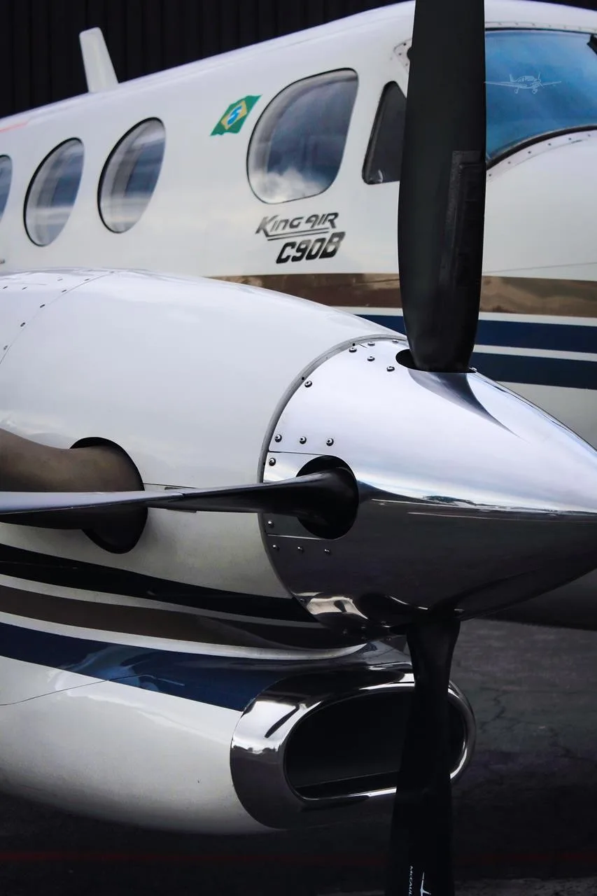Exterior view of a 1997 BEECHCRAFT KING AIR C90B, PTFCM.