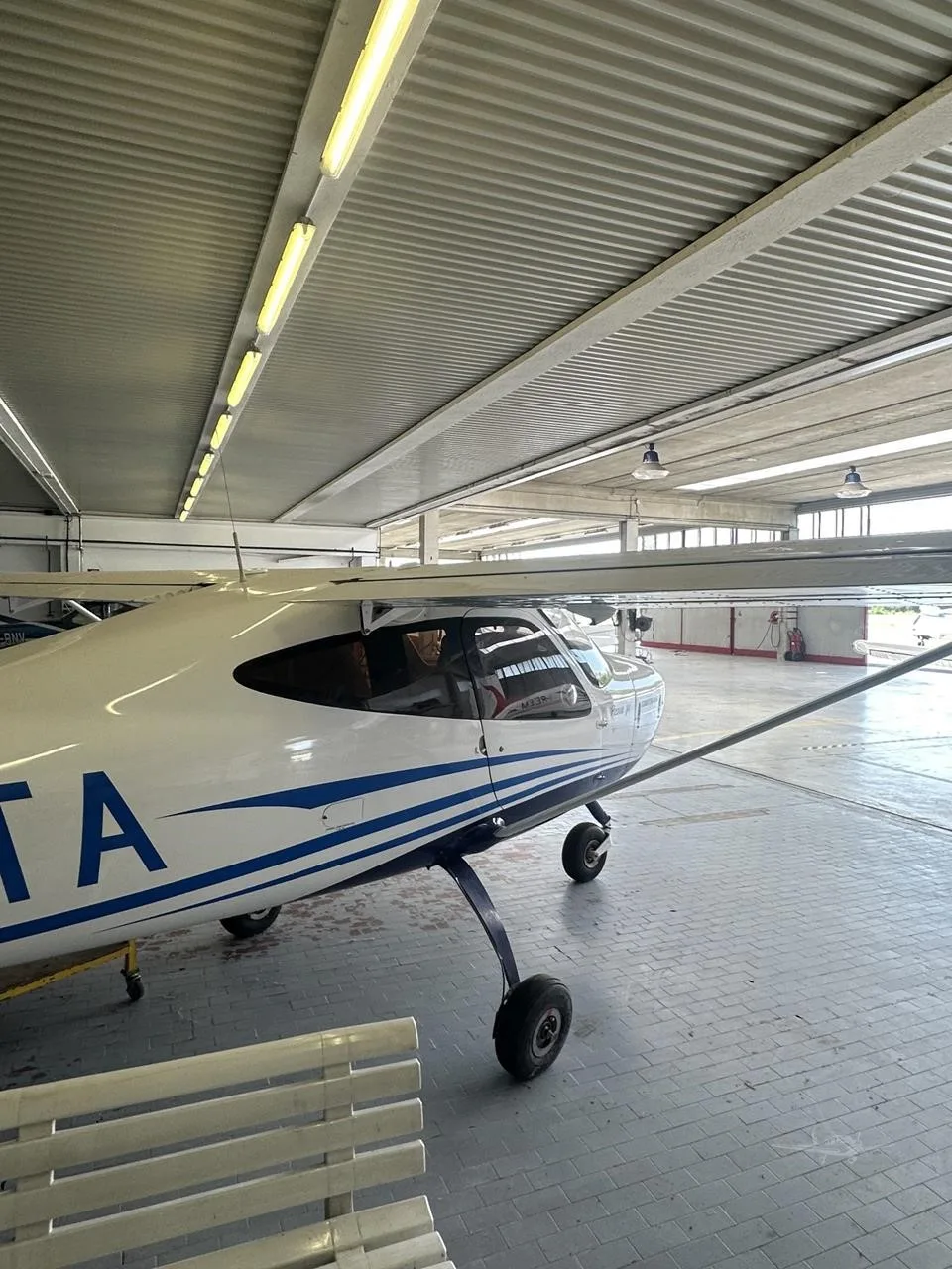 Exterior view of a 2018 TECNAM P2008 JC, I-CNTA.