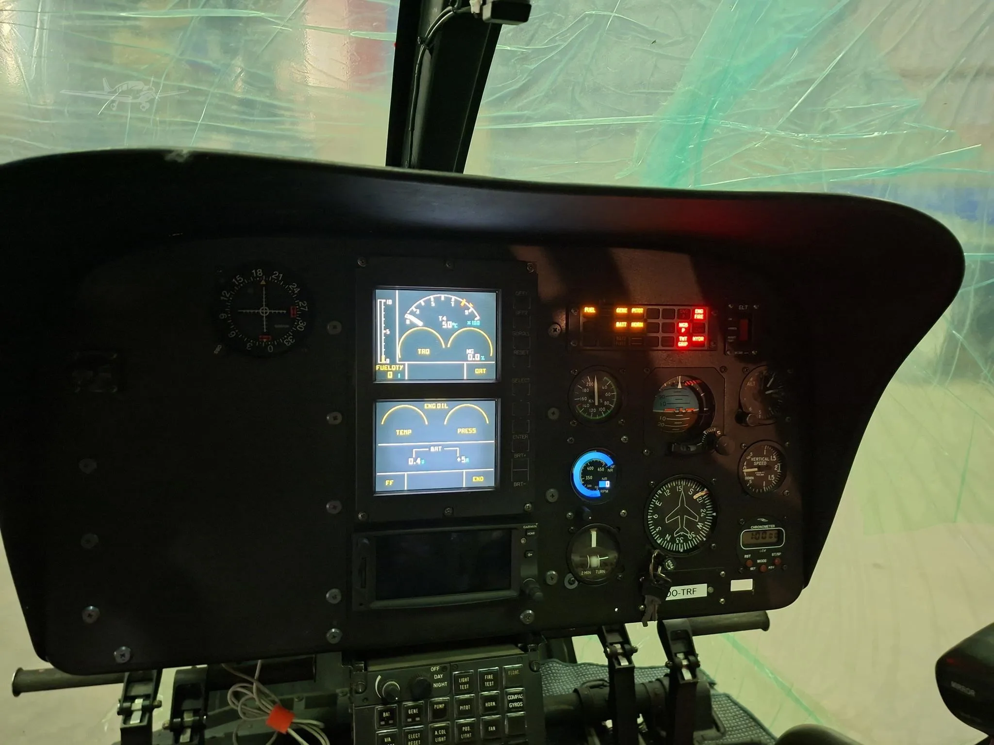 Cockpit and instrument panel of a 2001 EUROCOPTER EC120.