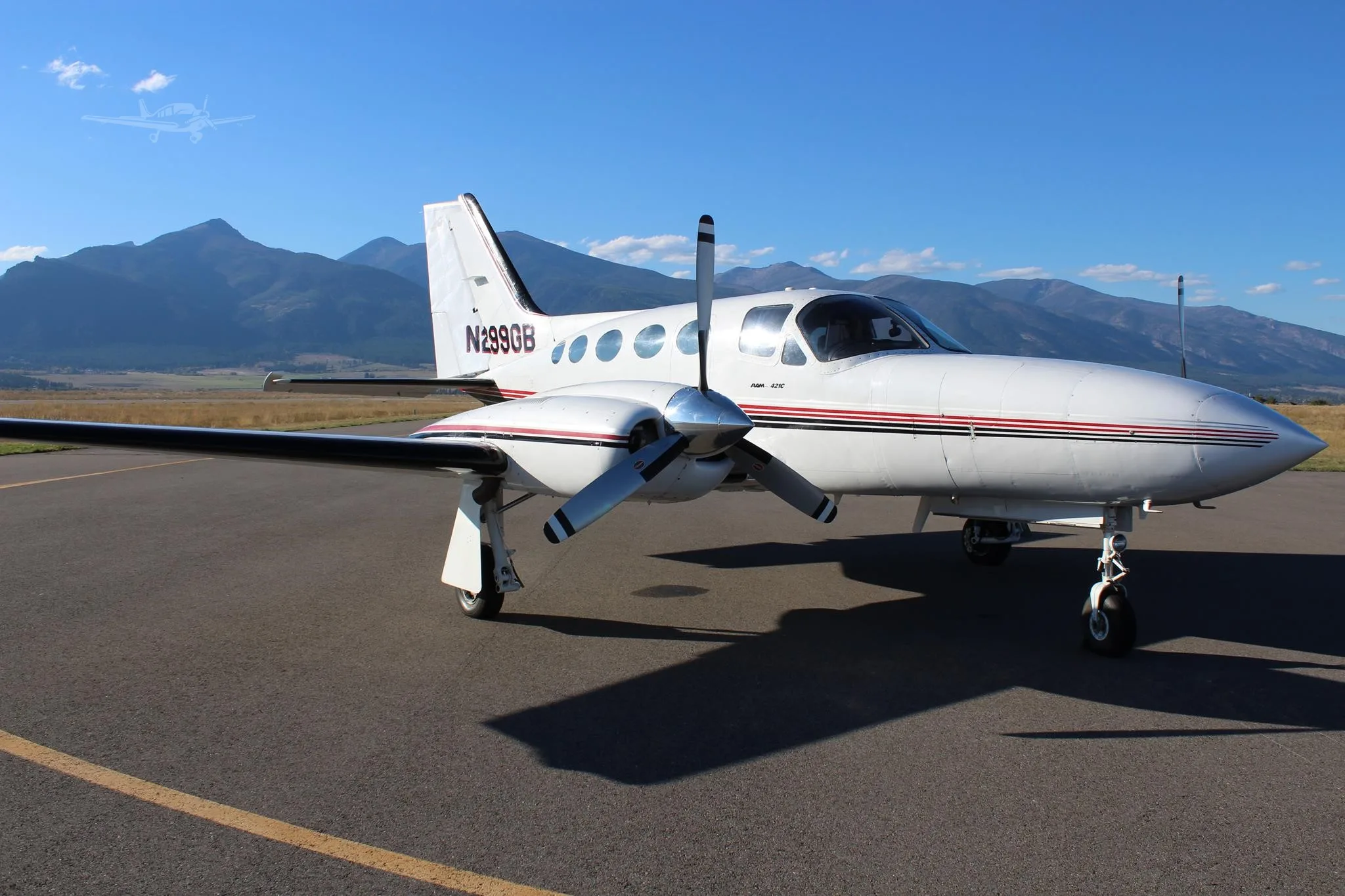 Exterior view of a 1980 CESSNA 421C, N299GB.