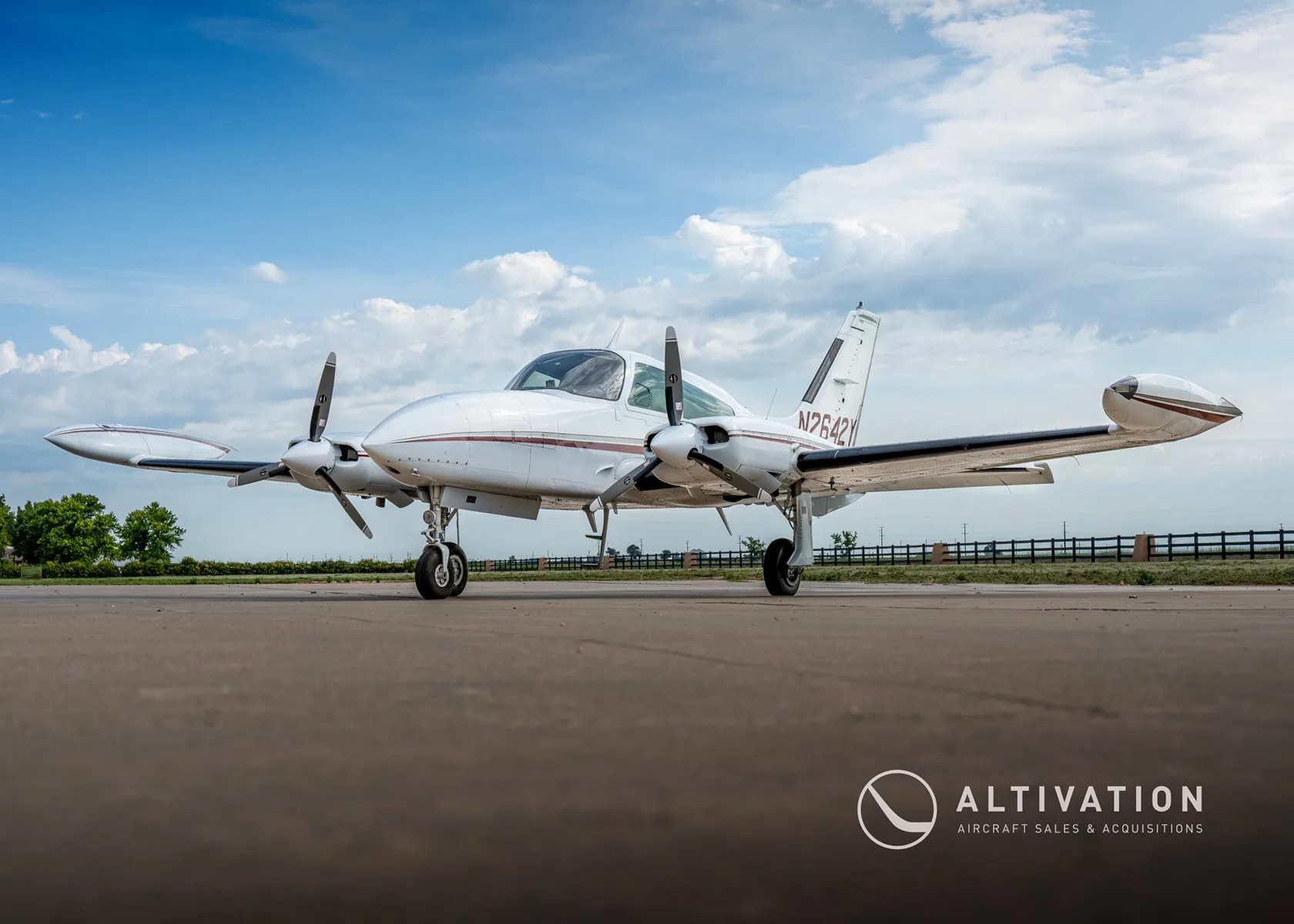 Exterior view of a 1979 Cessna T310R, N2642Y.