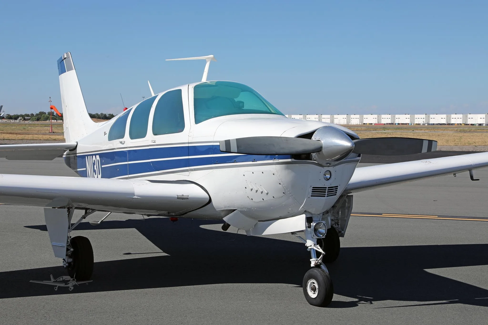 Exterior view of a 1966 BEECHCRAFT C33A DEBONAIR, N113D.