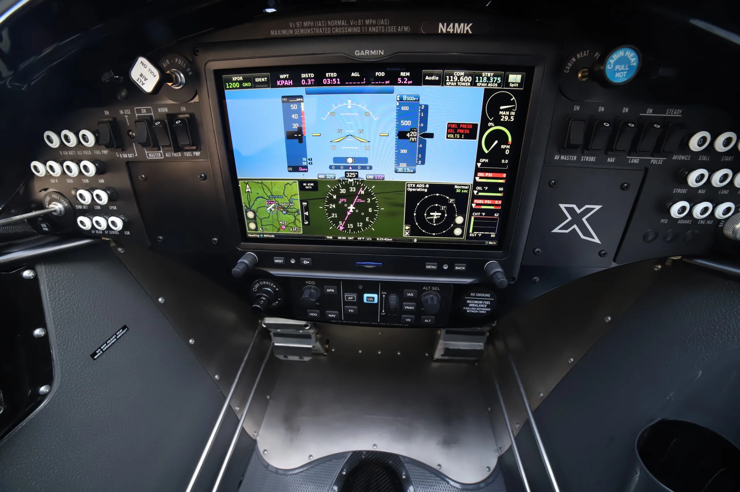 Cockpit and instrument panel of a 2021 CubCrafters XCUB.