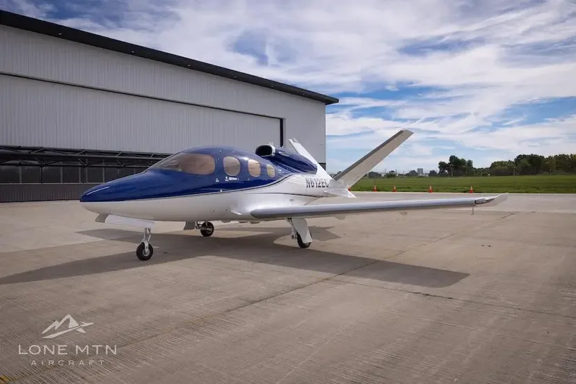 Exterior view of a 2019 Cirrus SF50 G2+ Vision Jet.