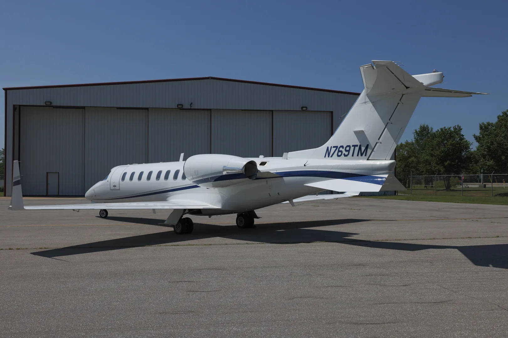 Exterior view of a 2002 Learjet 45, N769TM.