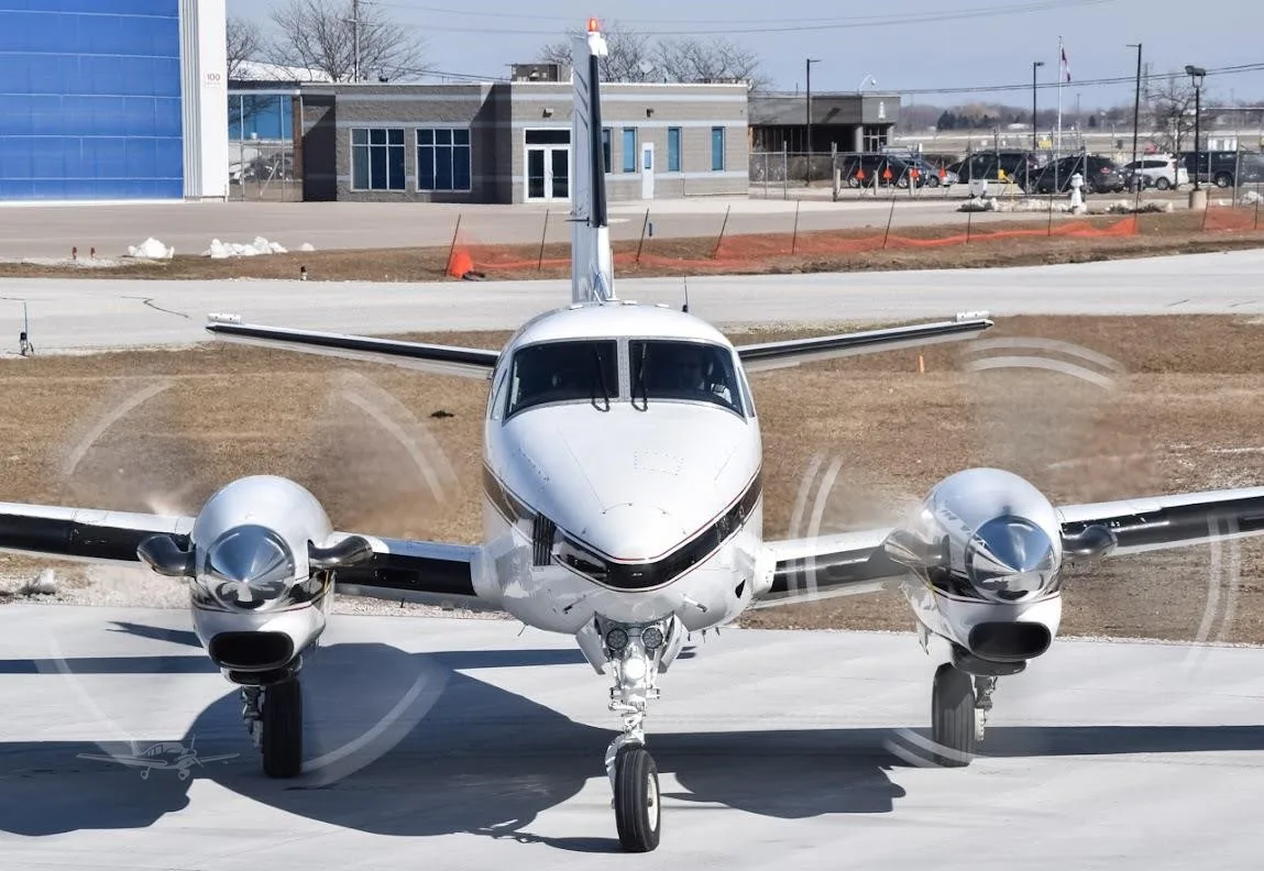 Exterior view of a 1980 BEECHCRAFT KING AIR C90, N385EM.