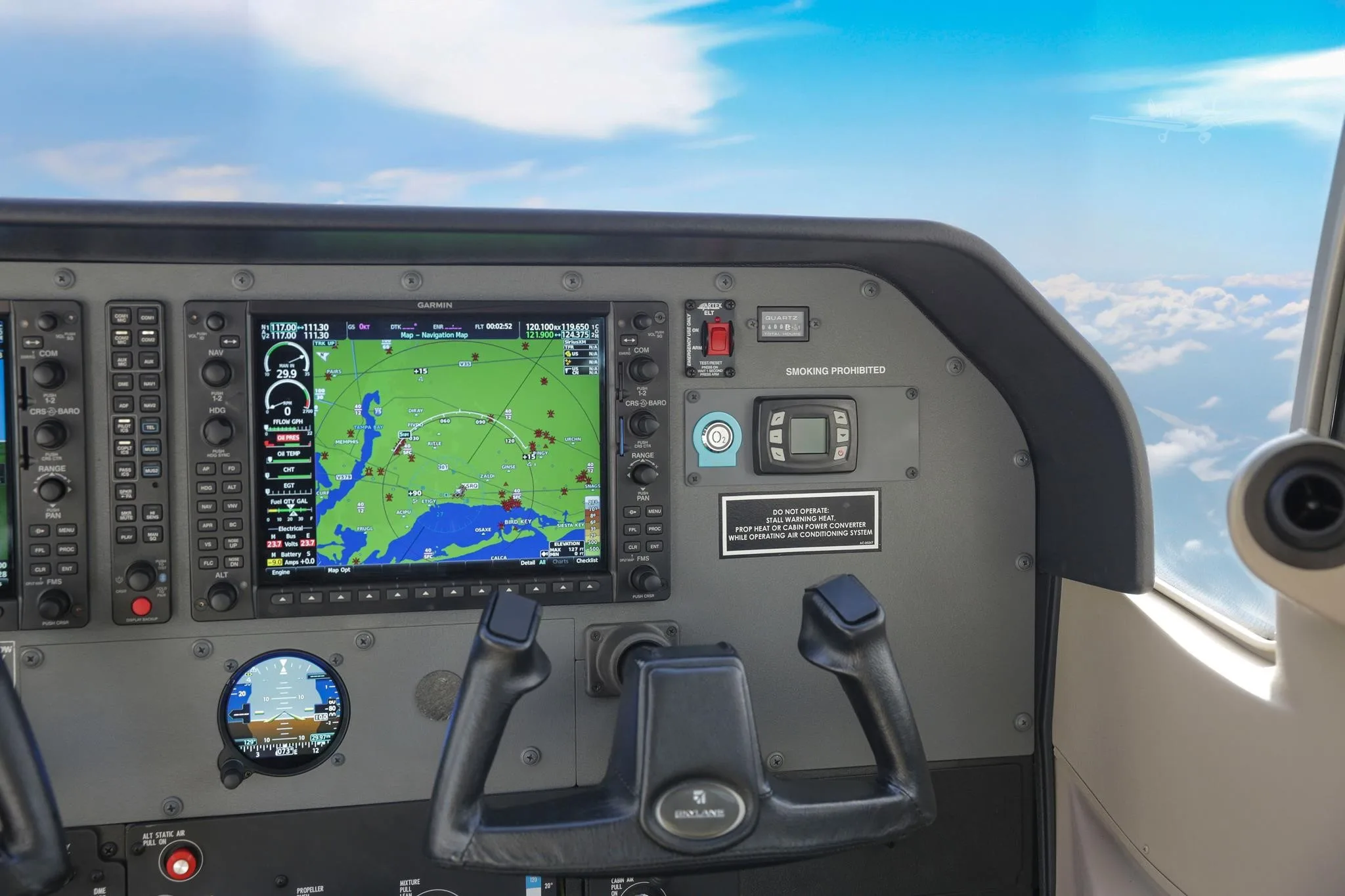 Cockpit and instrument panel of a 2022 CESSNA 182T SKYLANE.