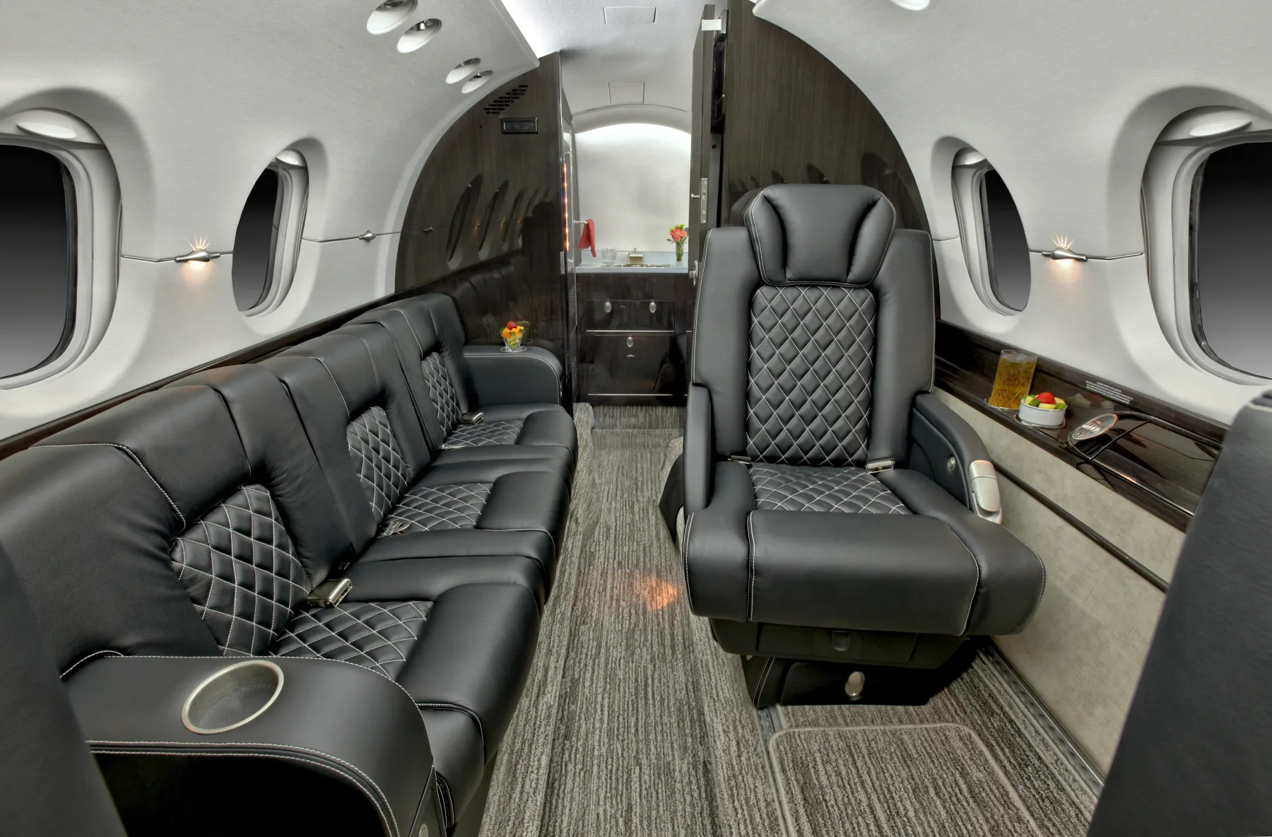 Cabin interior of a Hawker 800XP –.