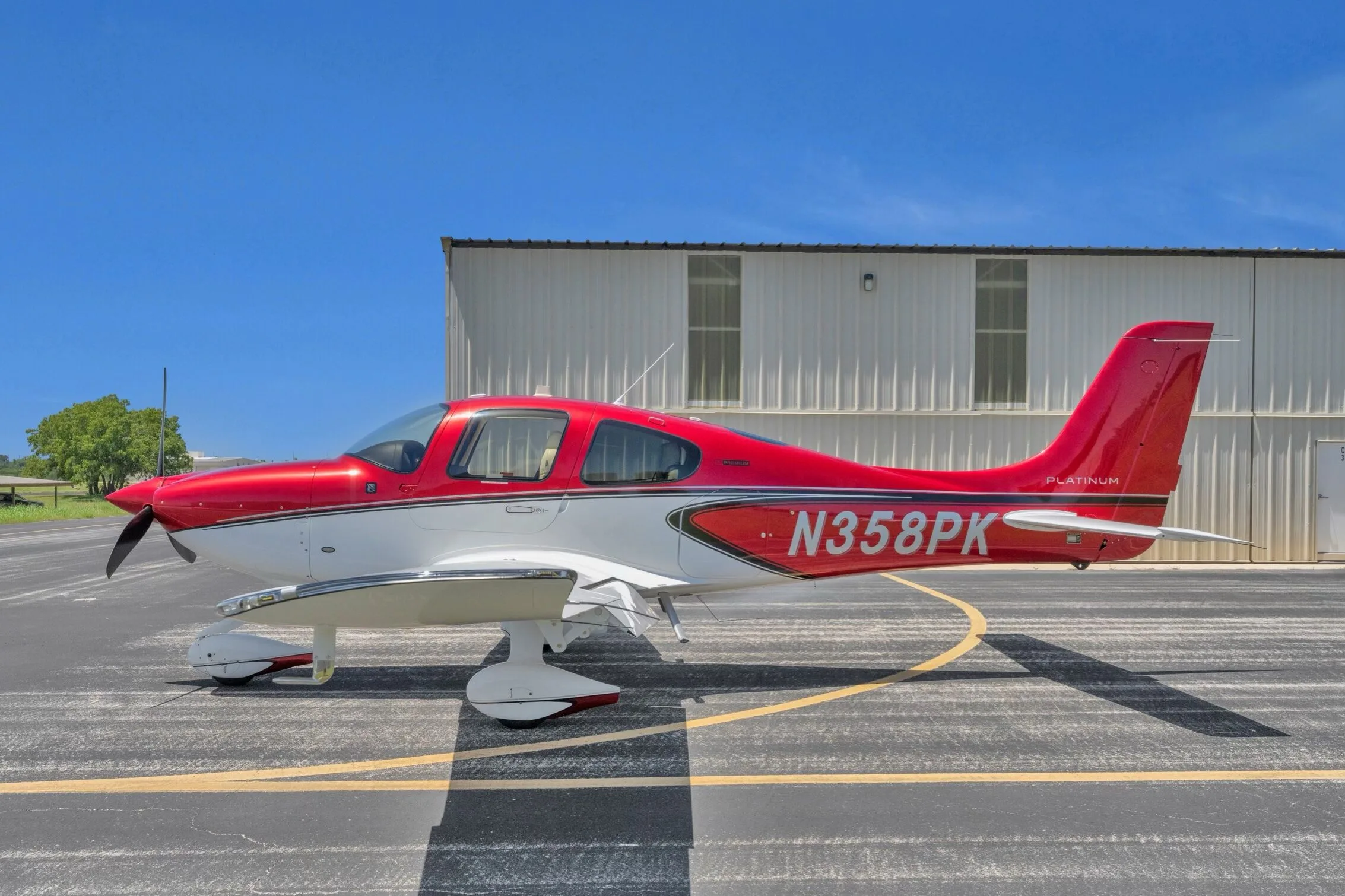 Exterior view of a 2022 Cirrus SR20-G6 Premium, N358PK.