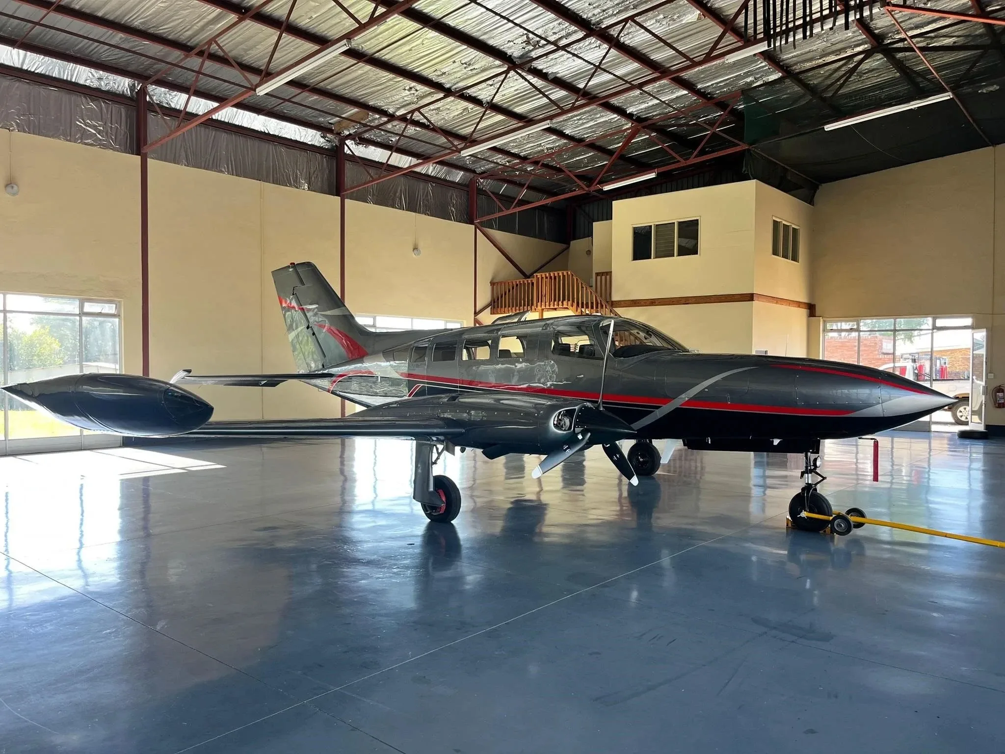 Exterior view of a 1976 Cessna 402B.