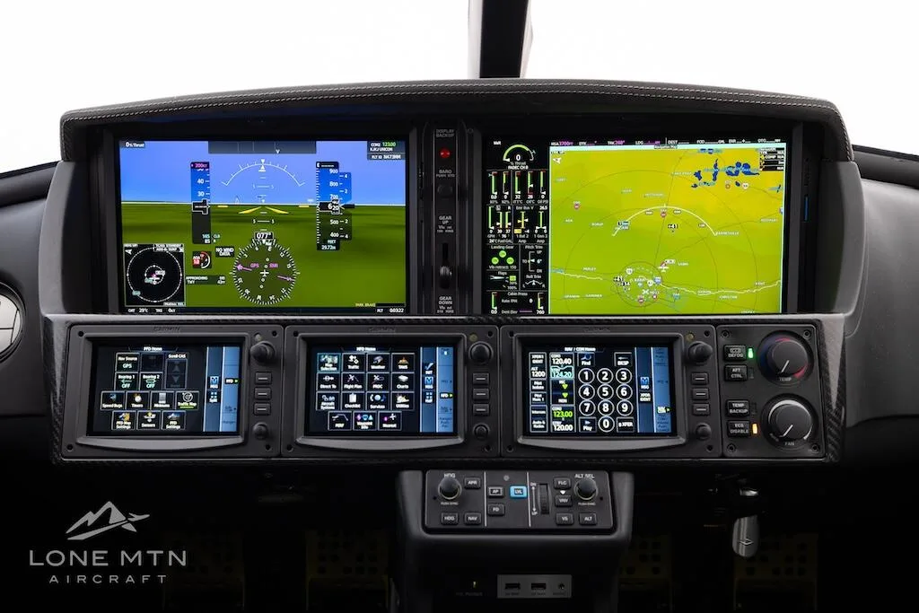 Avionics suite of a 2019 Cirrus SF50 G2 Vision Jet.