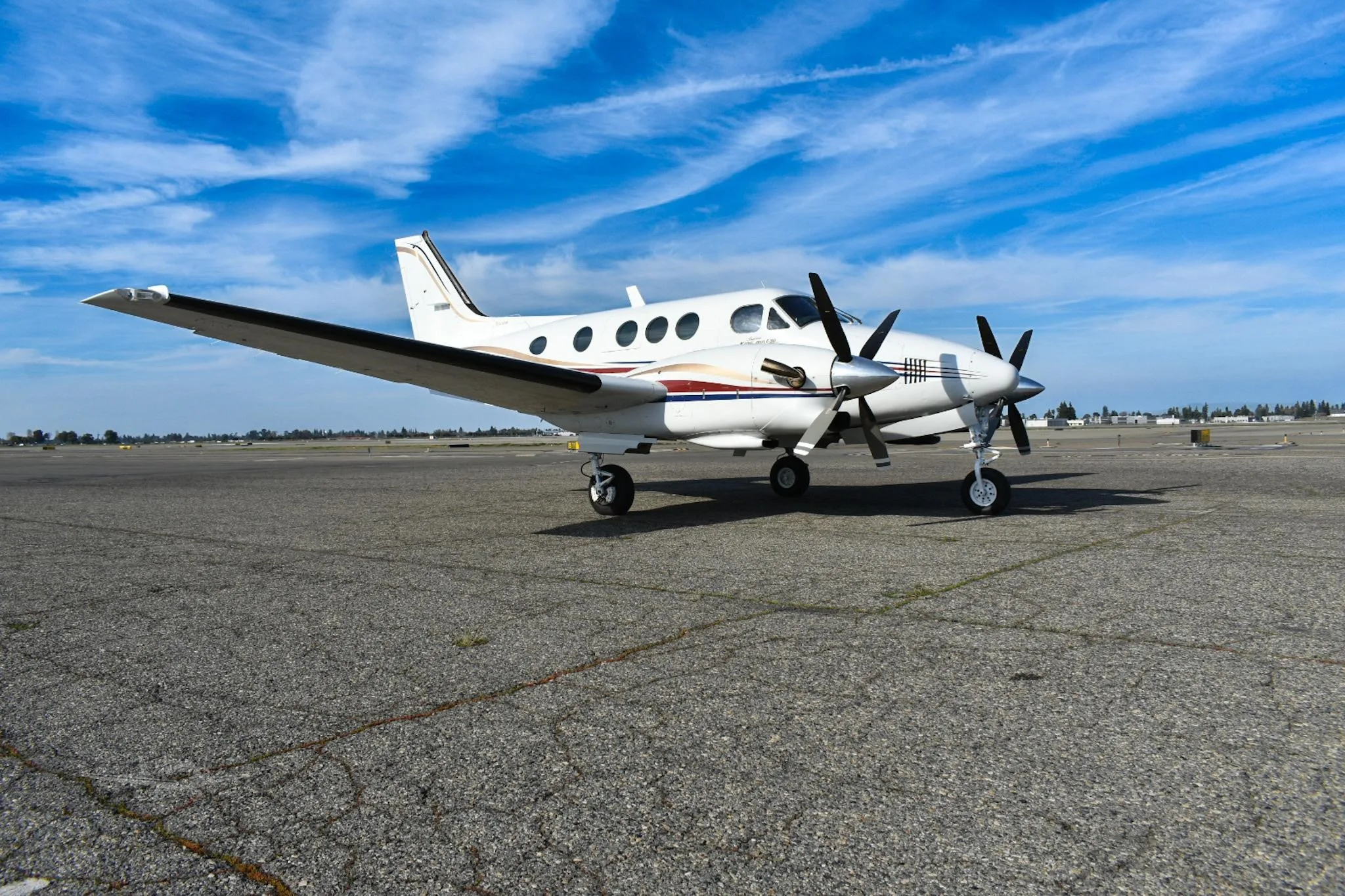 Exterior view of a 1979 BEECHCRAFT KING AIR C90, N227DC.