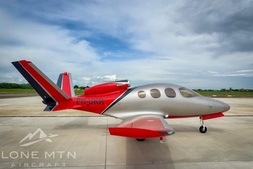 Exterior view of a 2020 Cirrus SF50 G2 Vision Jet.