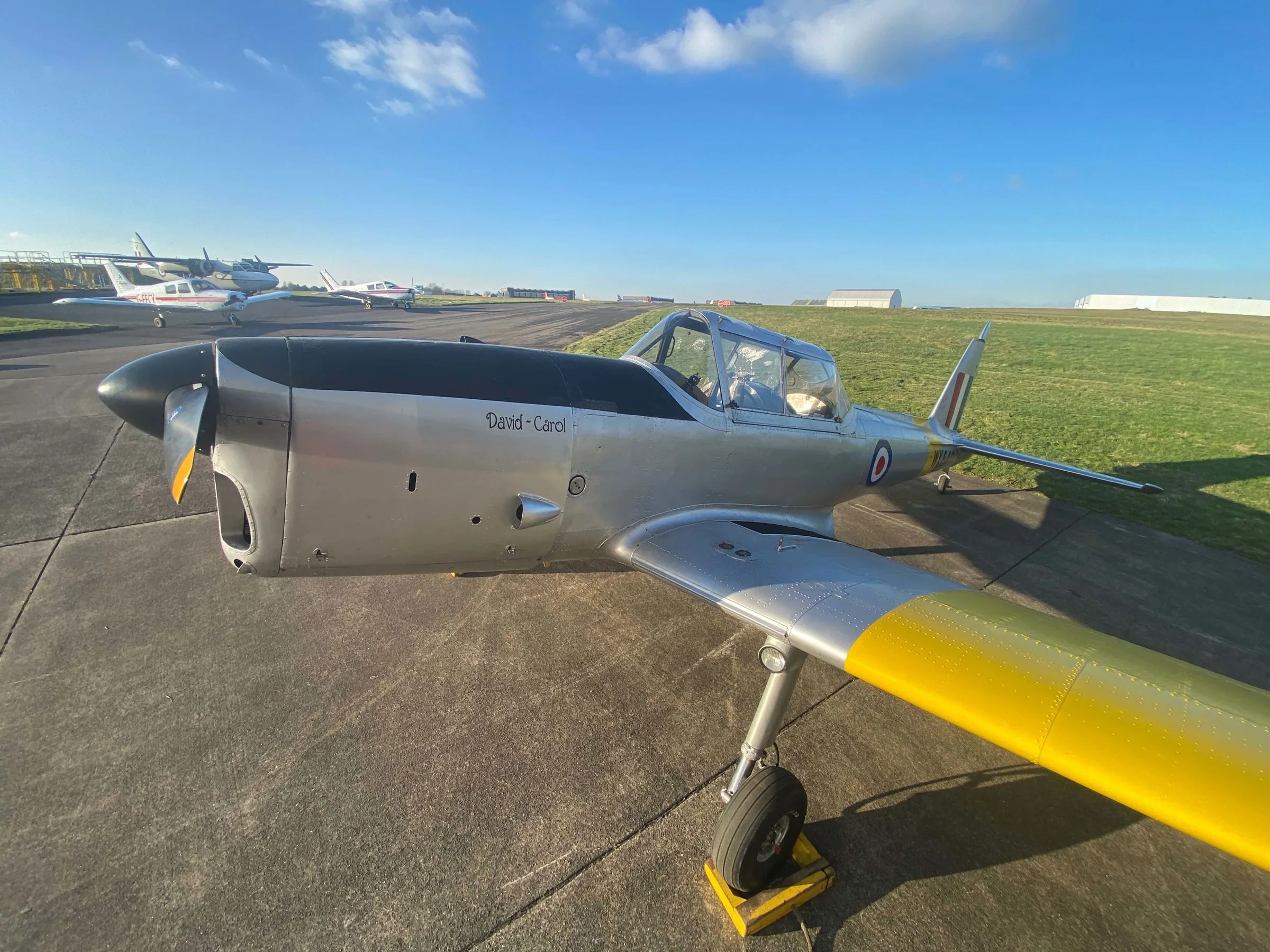 Exterior view of a 1955 de Havilland DHC-1 Chipmunk Mk 22.