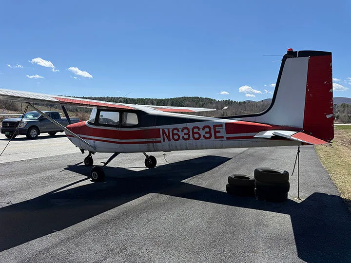 Exterior view of a 1959 Cessna 172, N6363E.