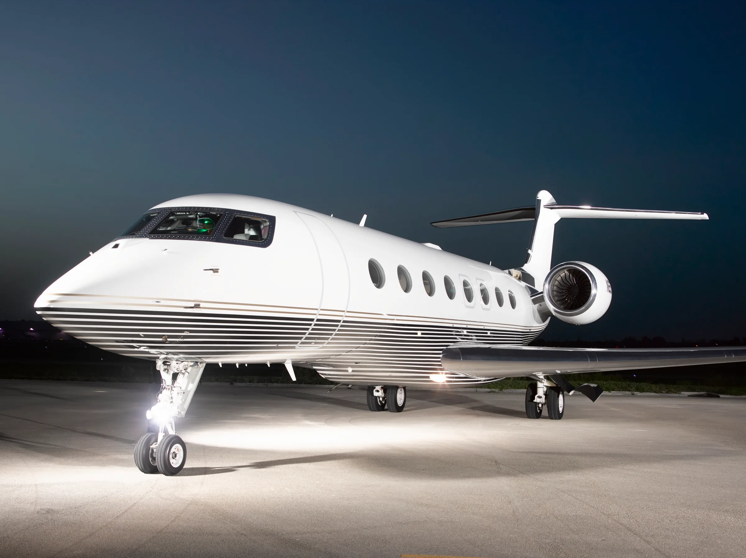 Marketing image of a 2015 Gulfstream G650ER.