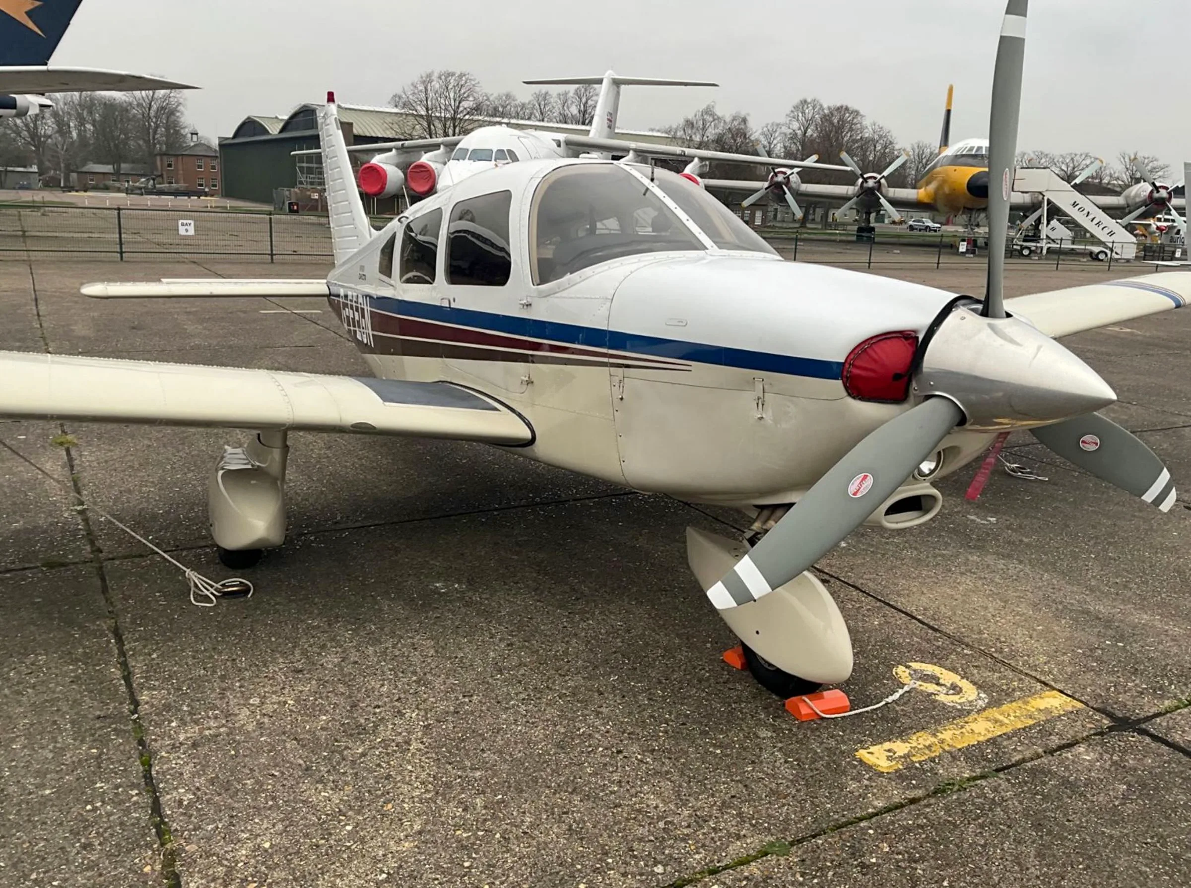 Exterior view of a 1984 Piper PA-28-236 Dakota, G-FEGN.