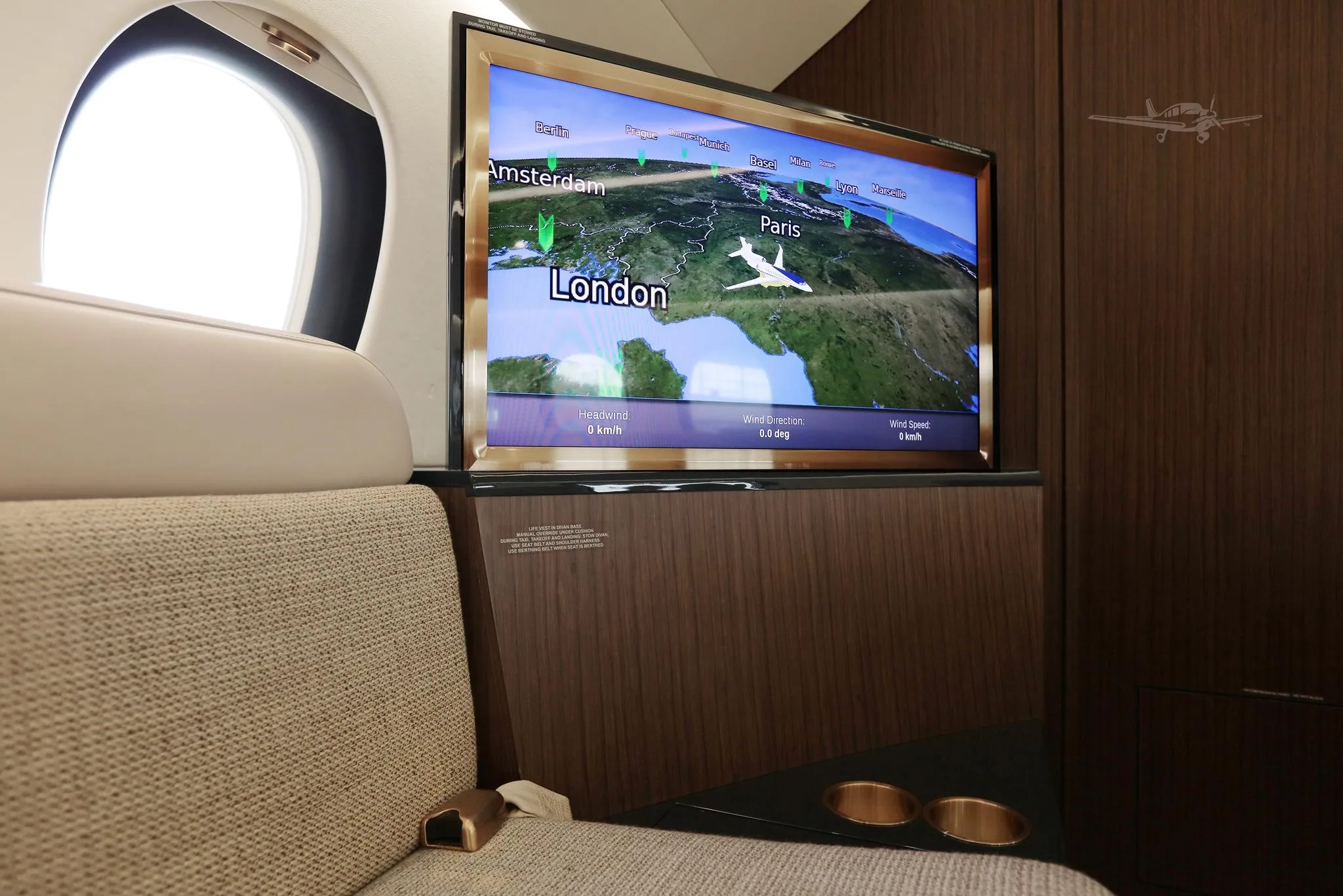 Cabin interior of a 2018 DASSAULT FALCON 8X.