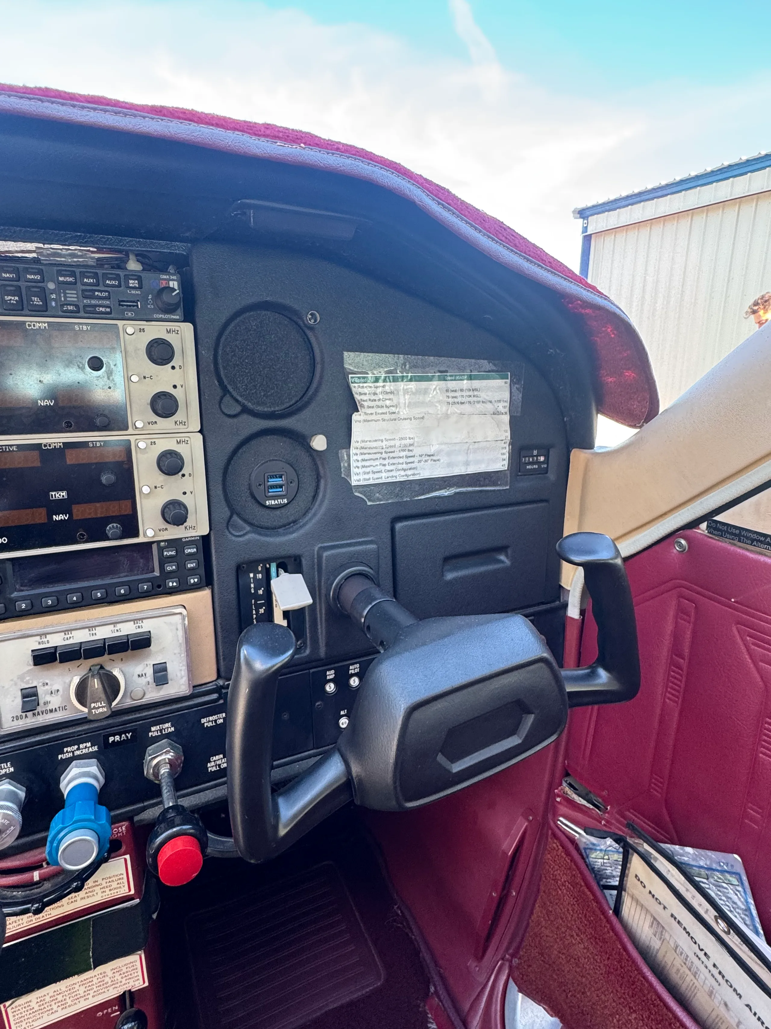 Cockpit and instrument panel of a 1976 Cessna 177B Cardinal, $105,000. - (Here at Placerville).