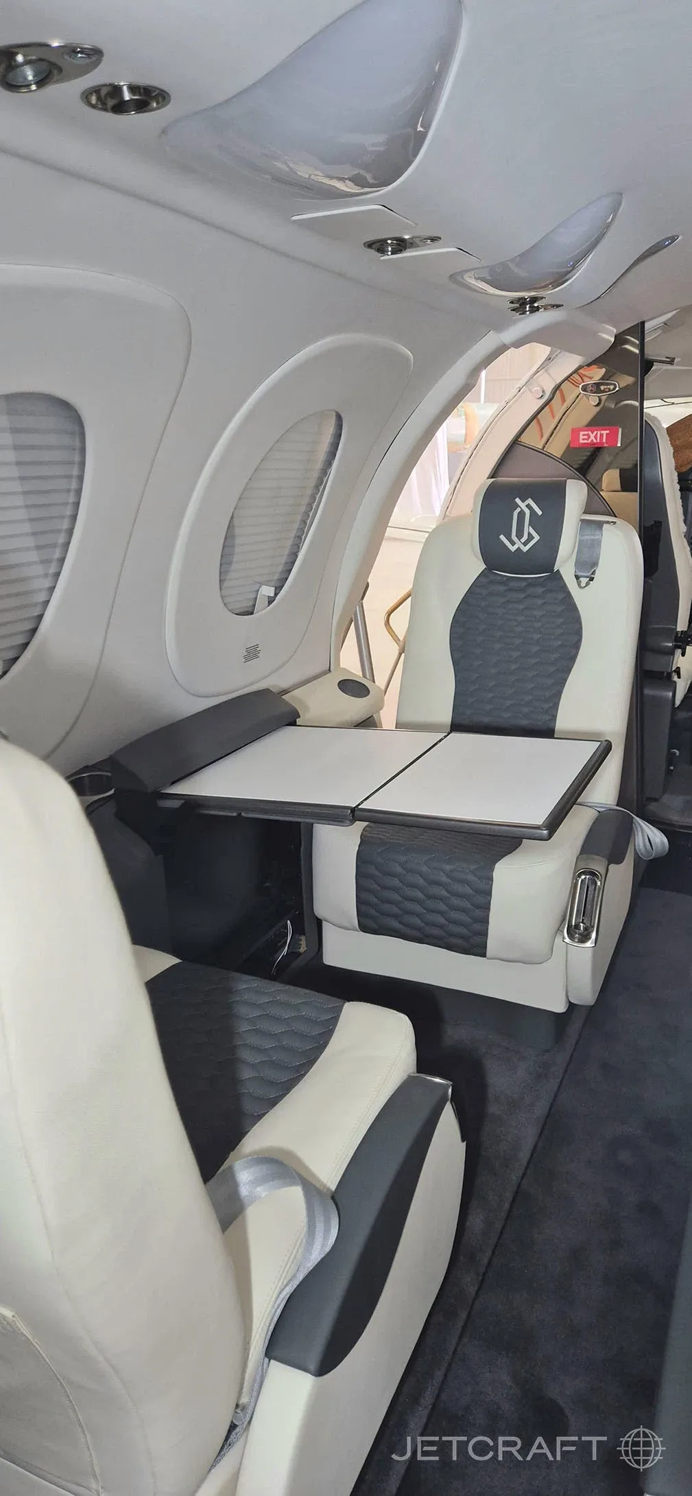 Cabin interior of a Beechcraft Premier 1/1A.