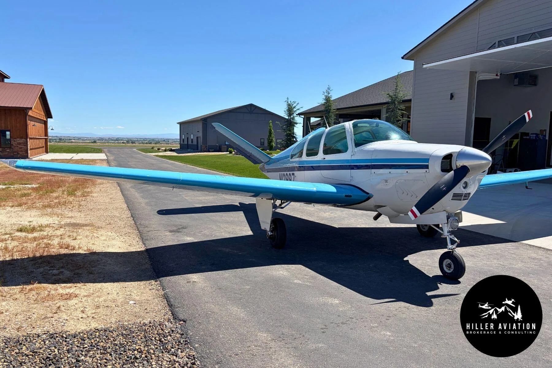 Exterior view of a 1961 Beechcraft N35 Bonanza.