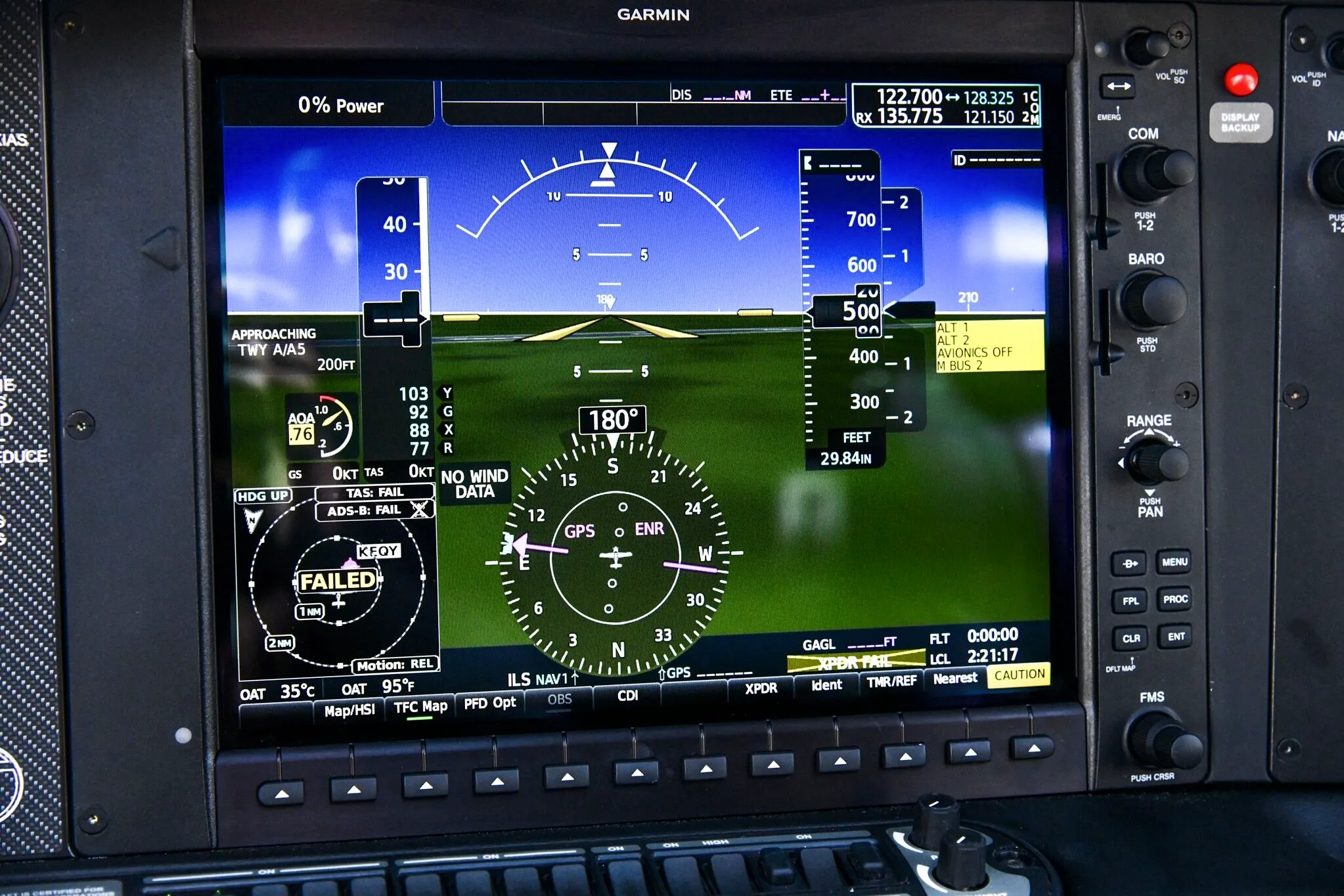 Avionics suite of a 2021 Cirrus SR22-G6 TURBO.