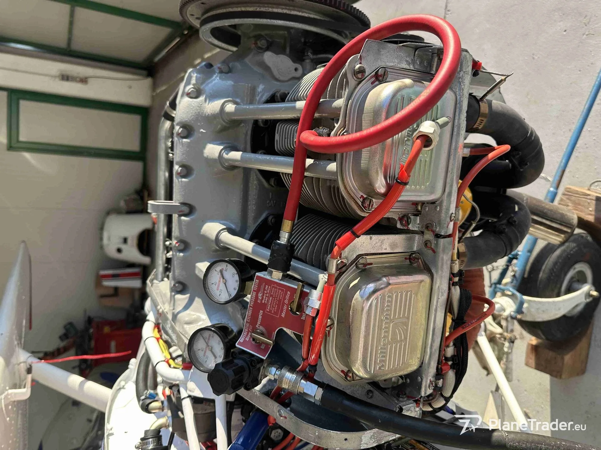 Engine detail of a 1980 Cessna 152.
