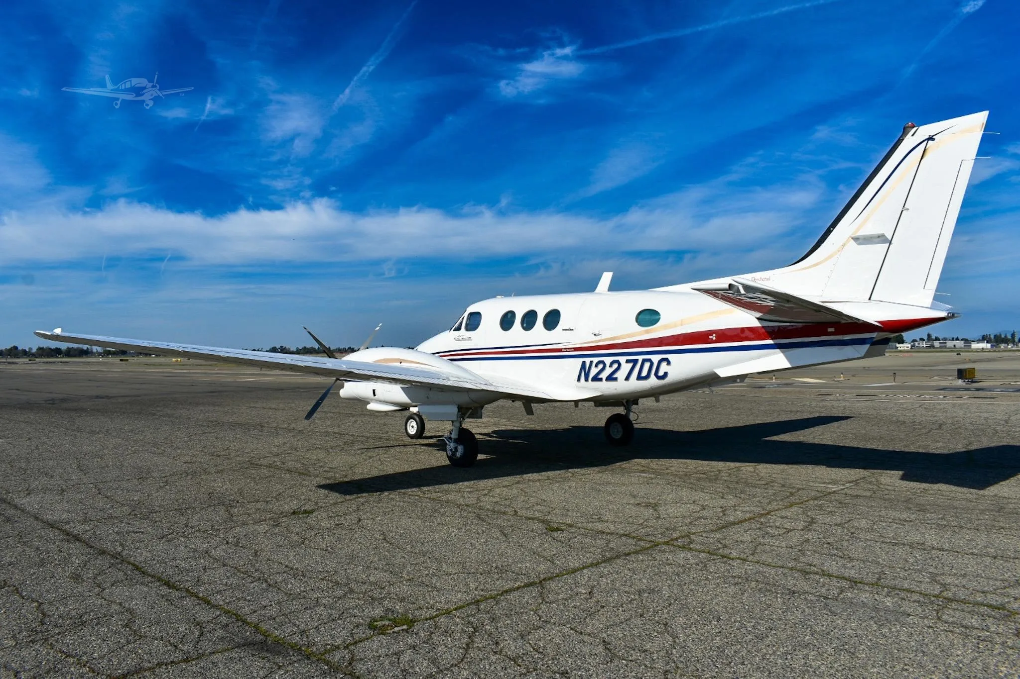 Exterior view of a 1979 BEECHCRAFT KING AIR C90, N227DC.