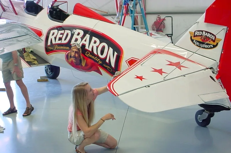 Exterior view of a 1943 Beechcraft Red Baron Stearman.