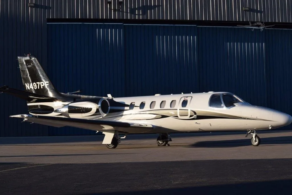 Exterior view of a 2001 CESSNA CITATION BRAVO, N497PF.