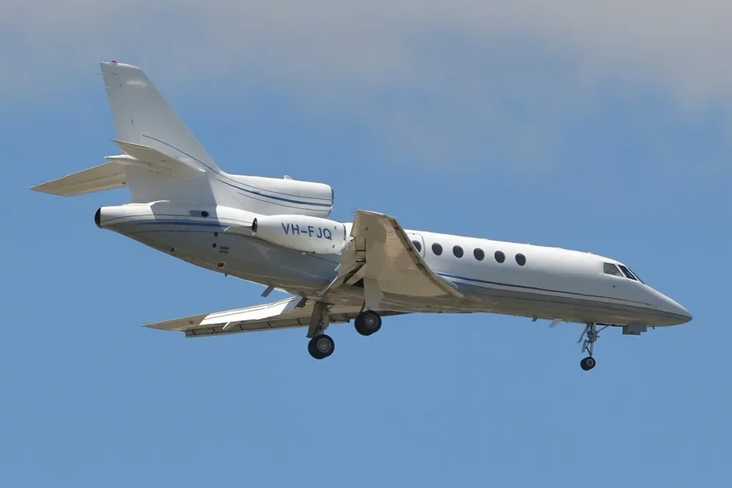 Marketing image of a 1995 Dassault Falcon.