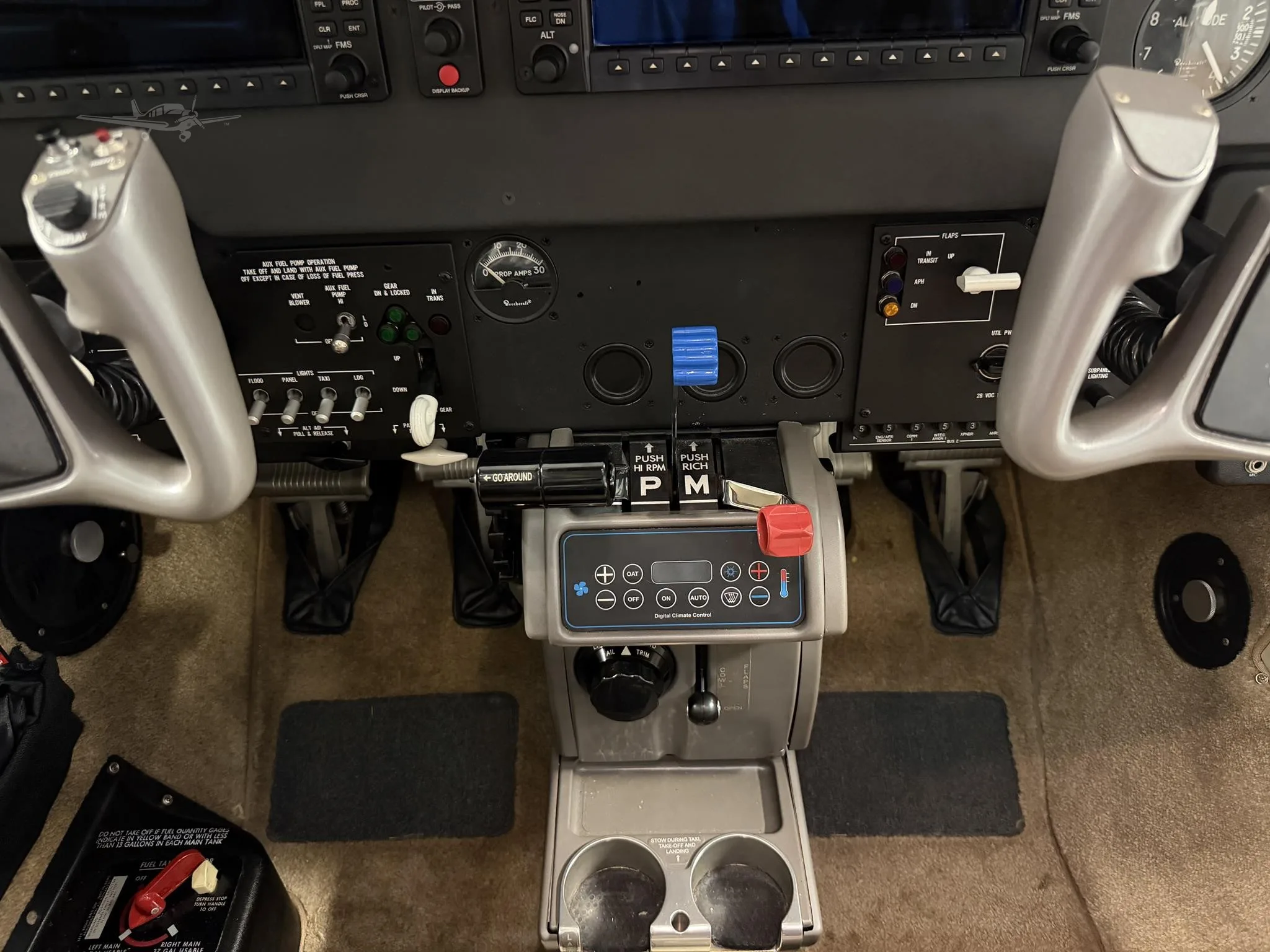 Cockpit and instrument panel of a 2016 BEECHCRAFT G36 BONANZA.