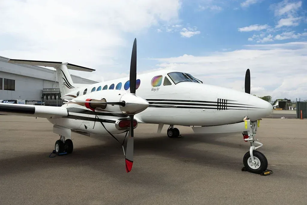 Cabin interior of a 2003 Beechcraft King Air.